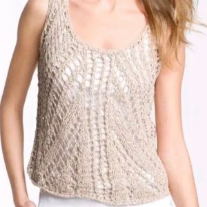 Eileen Fisher Linen Blend Open Crochet Tank M